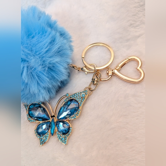 Pretty butterfly blue bag charm keychain - Picture 3 of 3
